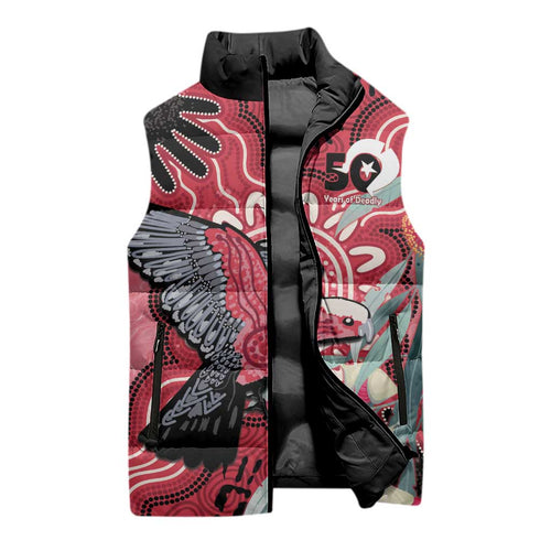 Personalised Australia Galah NAIDOC Week 2026 Sleeveless Puffer Jacket 50 Years of Deadly Aboriginal Art