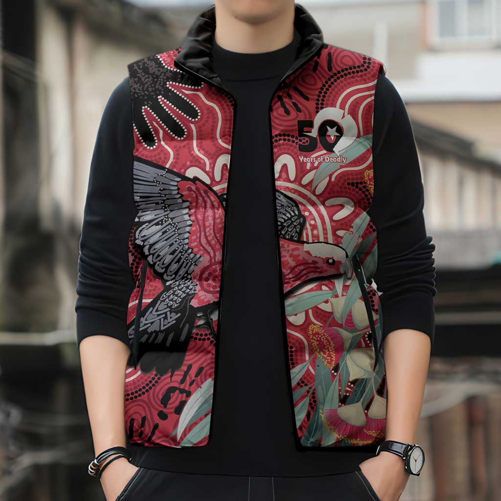 Personalised Australia Galah NAIDOC Week 2026 Sleeveless Puffer Jacket 50 Years of Deadly Aboriginal Art