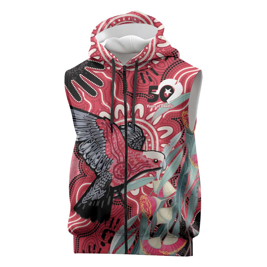 Personalised Australia Galah NAIDOC Week 2026 Sleeveless Zip Hoodie 50 Years of Deadly Aboriginal Art