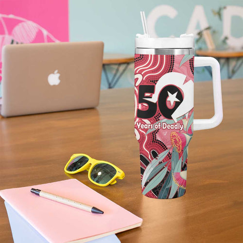 Personalised Australia Galah NAIDOC Week 2026 Tumbler With Handle 50 Years of Deadly Aboriginal Art