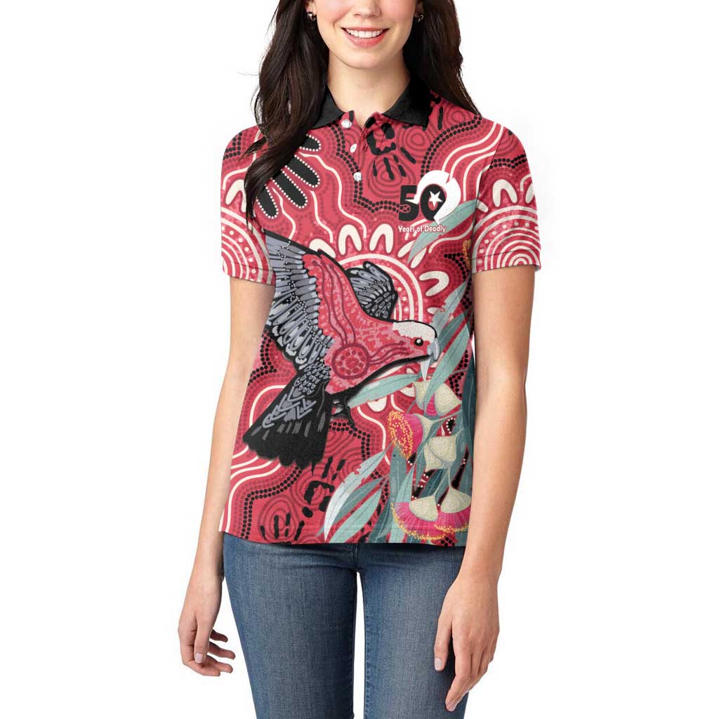 Personalised Australia Galah NAIDOC Week 2026 Women Polo Shirt 50 Years of Deadly Aboriginal Art