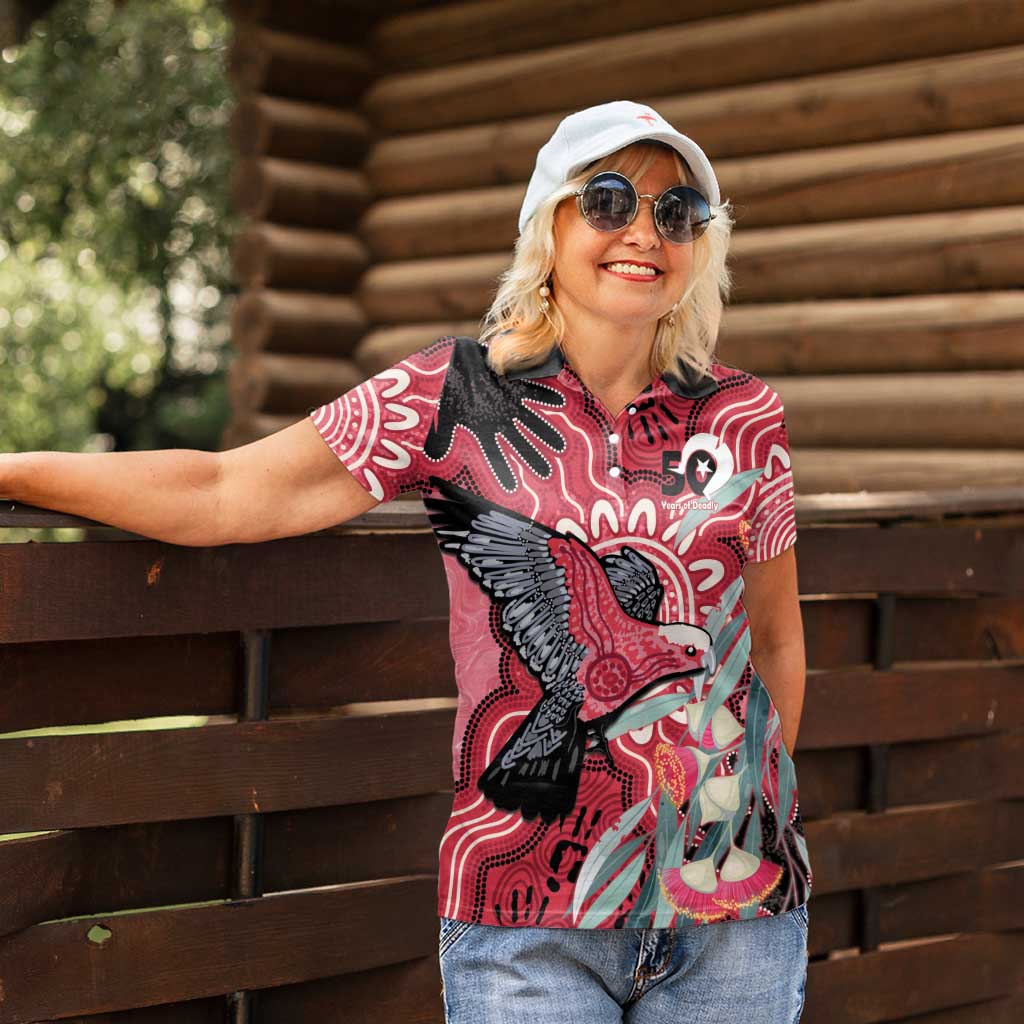 Personalised Australia Galah NAIDOC Week 2026 Women Polo Shirt 50 Years of Deadly Aboriginal Art