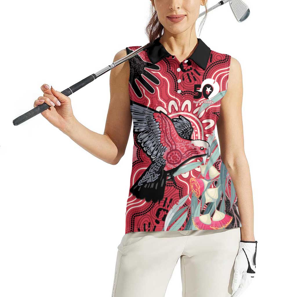 Personalised Australia Galah NAIDOC Week 2026 Women Sleeveless Polo Shirt 50 Years of Deadly Aboriginal Art