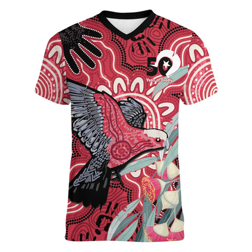 Personalised Australia Galah NAIDOC Week 2026 Women V-Neck T-Shirt 50 Years of Deadly Aboriginal Art
