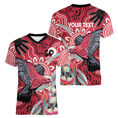 Personalised Australia Galah NAIDOC Week 2026 Women V-Neck T-Shirt 50 Years of Deadly Aboriginal Art