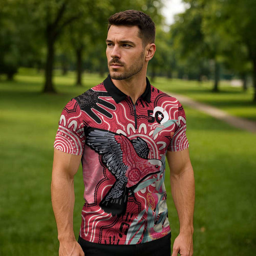 Personalised Australia Galah NAIDOC Week 2026 Zipper Polo Shirt 50 Years of Deadly Aboriginal Art