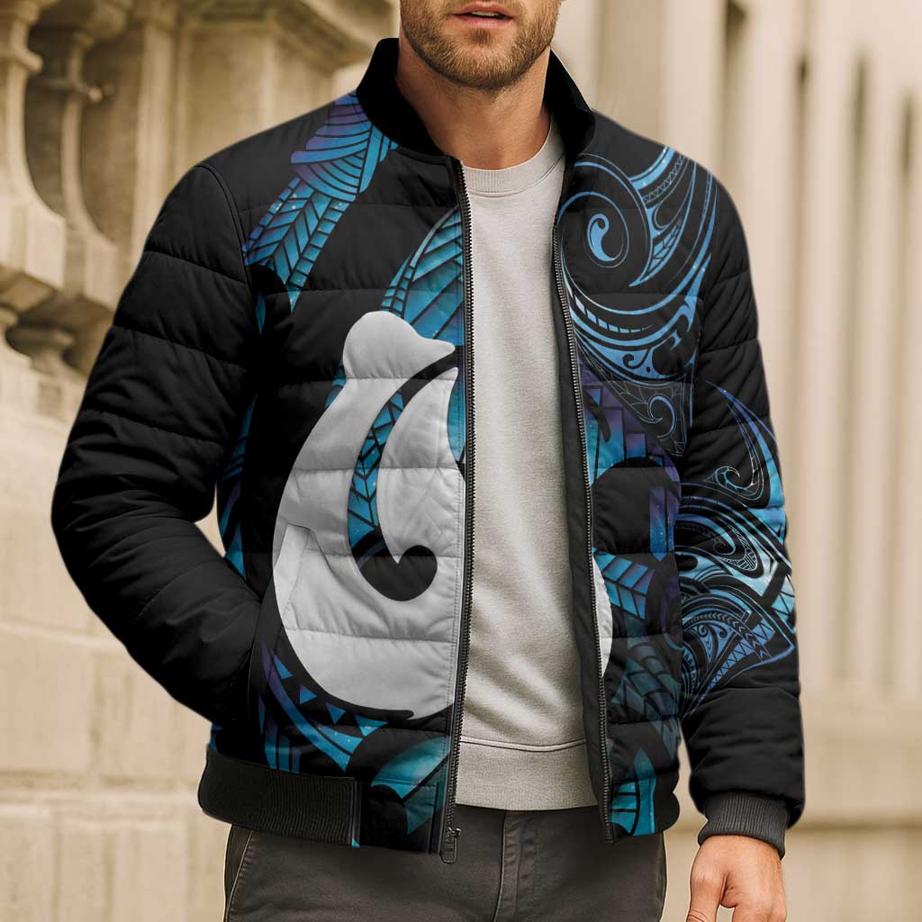 Hei Matau New Zealand Matariki Bomber Puffer Jacket NZ Fish Hook Maori Art