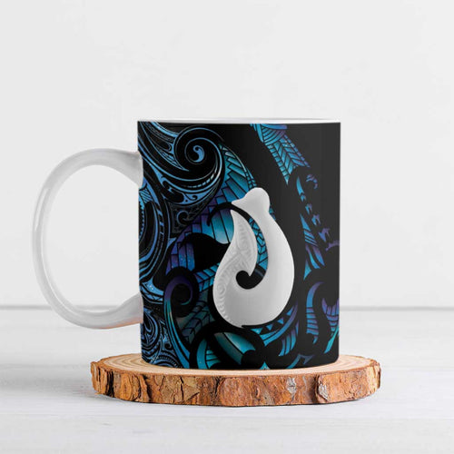 Hei Matau New Zealand Matariki Ceramic Mug NZ Fish Hook Maori Art