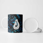 Hei Matau New Zealand Matariki Ceramic Mug NZ Fish Hook Maori Art