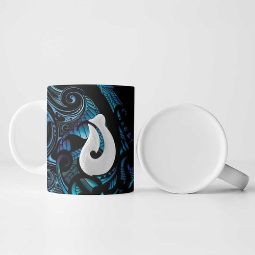 Hei Matau New Zealand Matariki Ceramic Mug NZ Fish Hook Maori Art