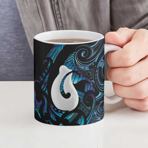 Hei Matau New Zealand Matariki Ceramic Mug NZ Fish Hook Maori Art