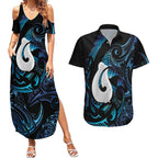 Hei Matau New Zealand Matariki Couples Matching Summer Maxi Dress and Hawaiian Shirt NZ Fish Hook Maori Art
