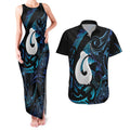 Hei Matau New Zealand Matariki Couples Matching Tank Maxi Dress and Hawaiian Shirt NZ Fish Hook Maori Art