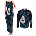 Hei Matau New Zealand Matariki Couples Matching Tank Maxi Dress and Long Sleeve Button Shirt NZ Fish Hook Maori Art