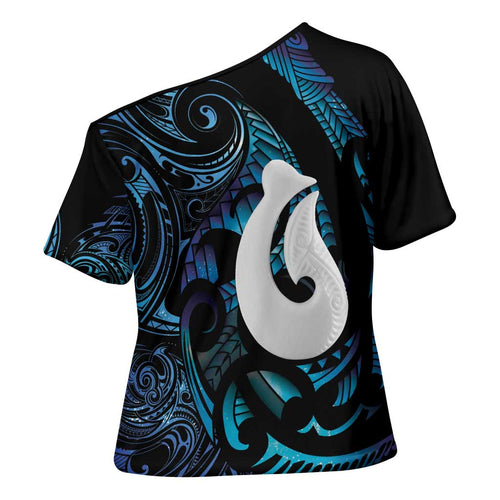 Hei Matau New Zealand Matariki Cross Shoulder Shirt NZ Fish Hook Maori Art