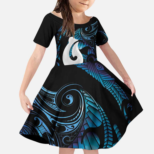 Hei Matau New Zealand Matariki Family Matching Mermaid Dress and Hawaiian Shirt NZ Fish Hook Maori Art