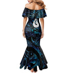 Hei Matau New Zealand Matariki Family Matching Mermaid Dress and Hawaiian Shirt NZ Fish Hook Maori Art