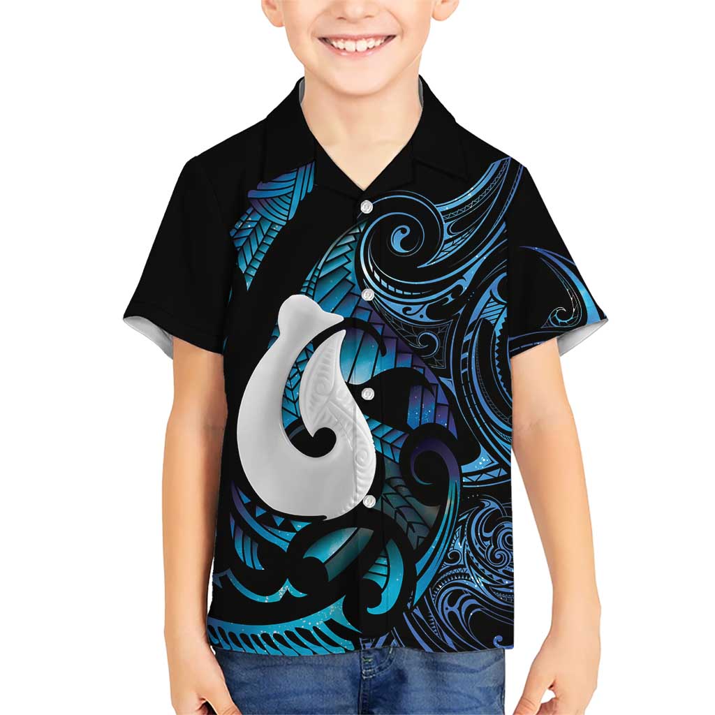 Hei Matau New Zealand Matariki Kid Hawaiian Shirt NZ Fish Hook Maori Art