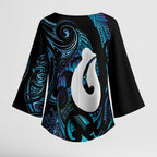 Hei Matau New Zealand Matariki Kimono Sleeve Blouse NZ Fish Hook Maori Art