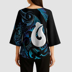 Hei Matau New Zealand Matariki Kimono Sleeve Blouse NZ Fish Hook Maori Art