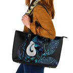 Hei Matau New Zealand Matariki Leather Tote Bag NZ Fish Hook Maori Art