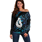 Hei Matau New Zealand Matariki Off Shoulder Sweater NZ Fish Hook Maori Art