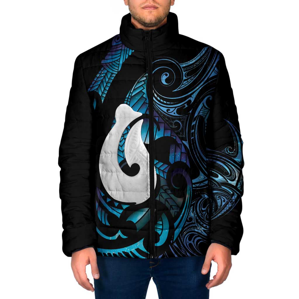 Hei Matau New Zealand Matariki Padded Jacket NZ Fish Hook Maori Art