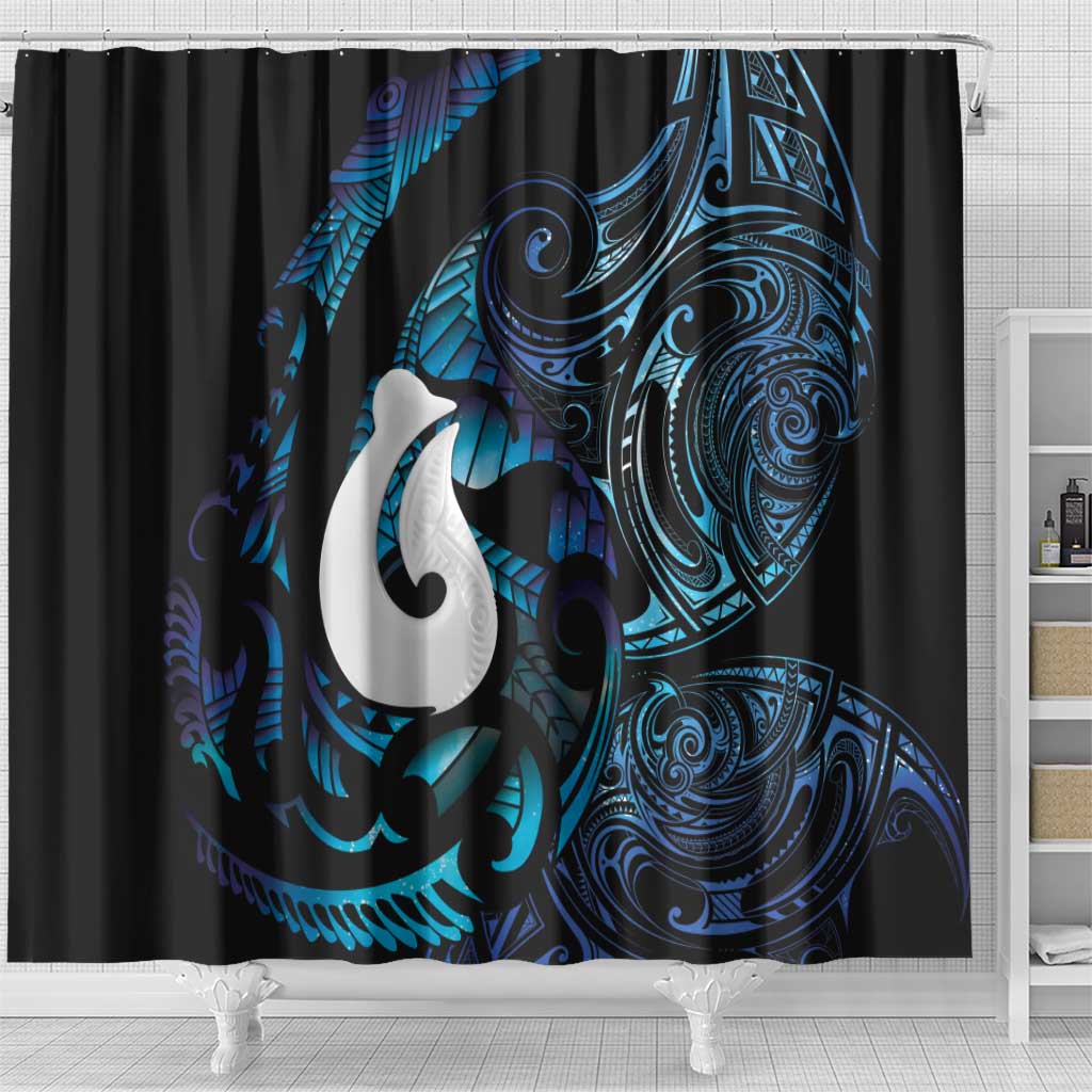 Hei Matau New Zealand Matariki Shower Curtain NZ Fish Hook Maori Art