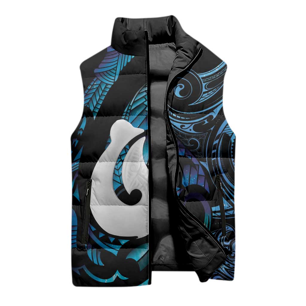 Hei Matau New Zealand Matariki Sleeveless Puffer Jacket NZ Fish Hook Maori Art