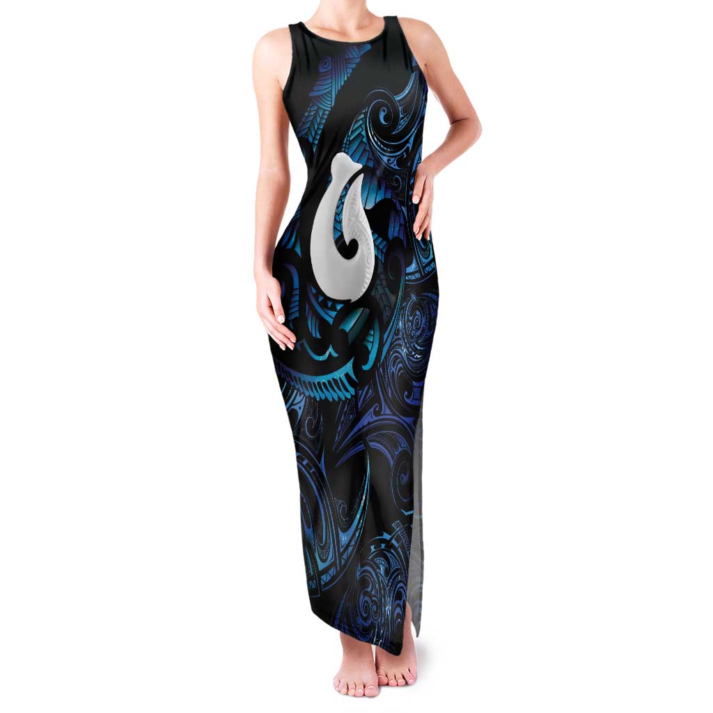 Hei Matau New Zealand Matariki Tank Maxi Dress NZ Fish Hook Maori Art