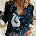 Hei Matau New Zealand Matariki Women Casual Shirt NZ Fish Hook Maori Art