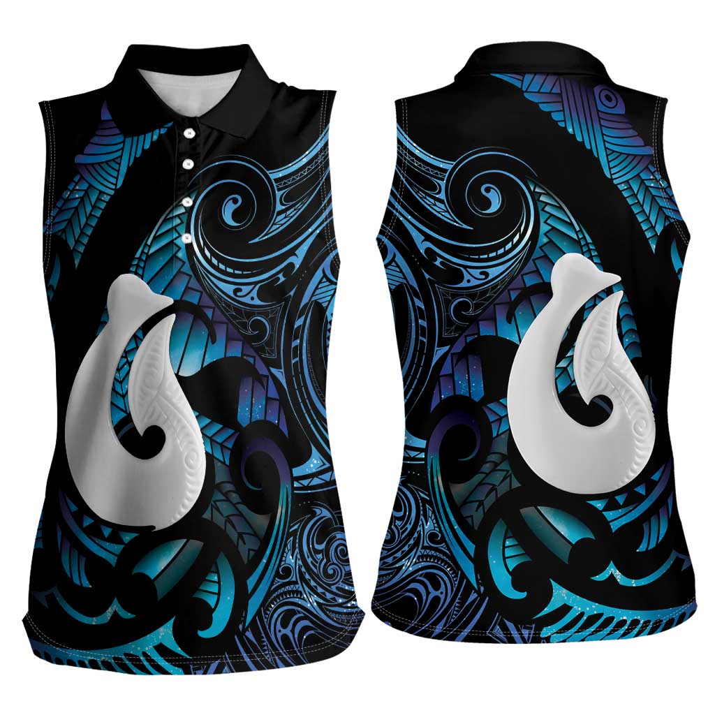 Hei Matau New Zealand Matariki Women Sleeveless Polo Shirt NZ Fish Hook Maori Art