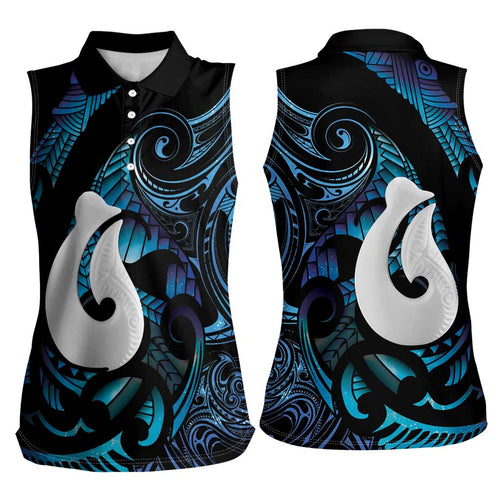 Hei Matau New Zealand Matariki Women Sleeveless Polo Shirt NZ Fish Hook Maori Art