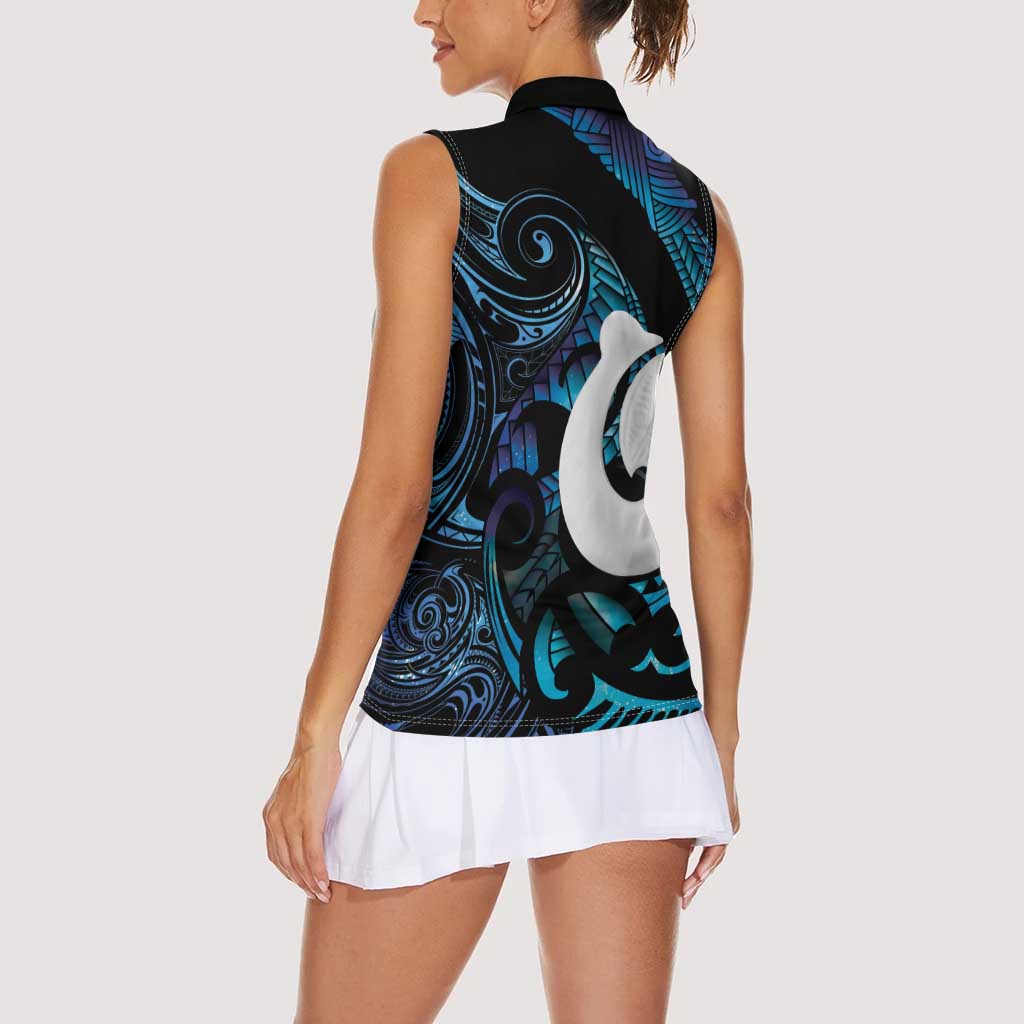 Hei Matau New Zealand Matariki Women Sleeveless Polo Shirt NZ Fish Hook Maori Art