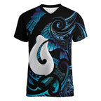 Hei Matau New Zealand Matariki Women V-Neck T-Shirt NZ Fish Hook Maori Art