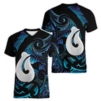 Hei Matau New Zealand Matariki Women V-Neck T-Shirt NZ Fish Hook Maori Art