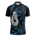 Hei Matau New Zealand Matariki Zipper Polo Shirt NZ Fish Hook Maori Art