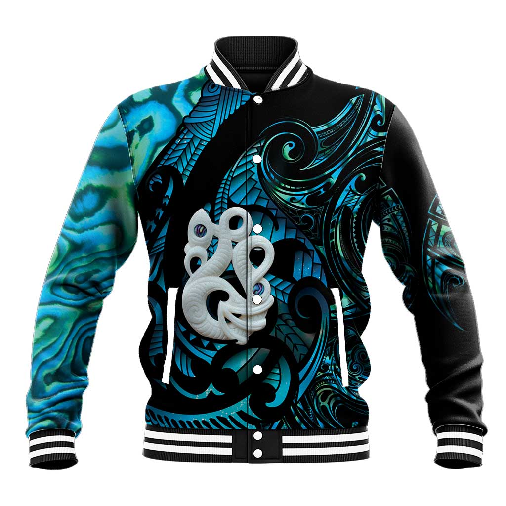 Manaia New Zealand Matariki Baseball Jacket NZ Paua Shell Maori Art