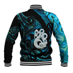 Manaia New Zealand Matariki Baseball Jacket NZ Paua Shell Maori Art