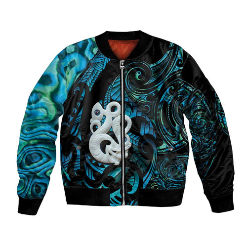 Manaia New Zealand Matariki Bomber Jacket NZ Paua Shell Maori Art