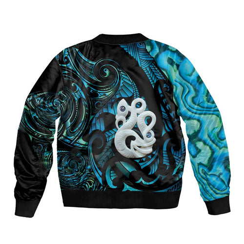 Manaia New Zealand Matariki Bomber Jacket NZ Paua Shell Maori Art