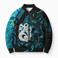 Manaia New Zealand Matariki Bomber Puffer Jacket NZ Paua Shell Maori Art