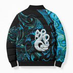 Manaia New Zealand Matariki Bomber Puffer Jacket NZ Paua Shell Maori Art