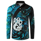 Manaia New Zealand Matariki Button Sweatshirt NZ Paua Shell Maori Art