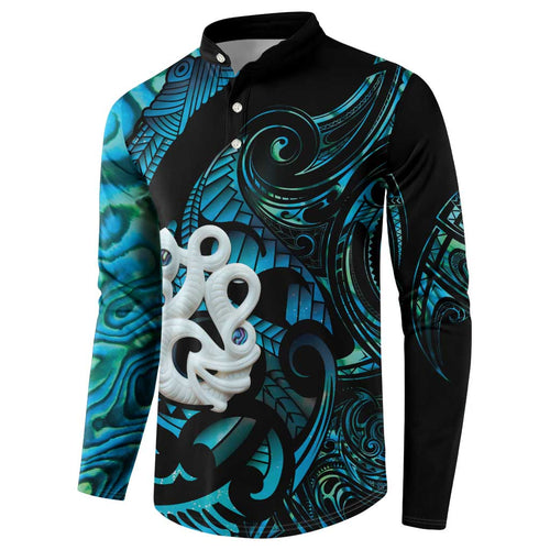 Manaia New Zealand Matariki Button Sweatshirt NZ Paua Shell Maori Art