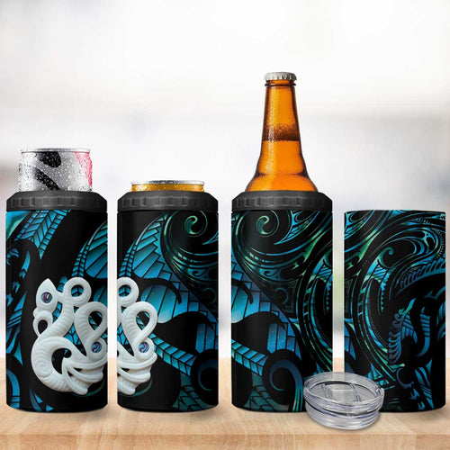 Manaia New Zealand Matariki 4 in 1 Can Cooler Tumbler NZ Paua Shell Maori Art