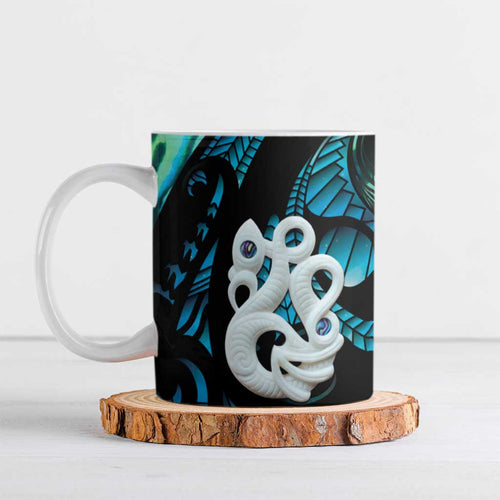 Manaia New Zealand Matariki Ceramic Mug NZ Paua Shell Maori Art