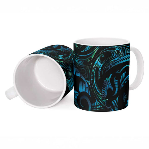 Manaia New Zealand Matariki Ceramic Mug NZ Paua Shell Maori Art