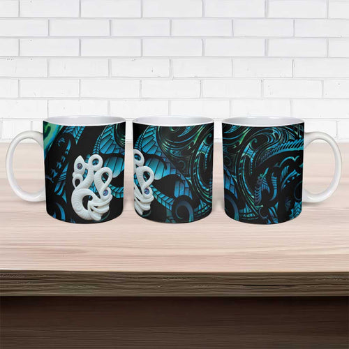 Manaia New Zealand Matariki Ceramic Mug NZ Paua Shell Maori Art