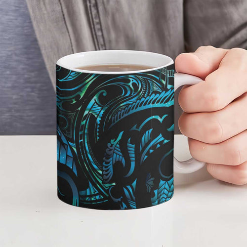 Manaia New Zealand Matariki Ceramic Mug NZ Paua Shell Maori Art